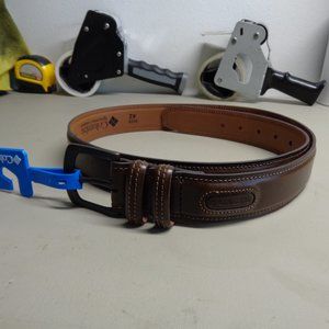 New Columbia brown leather double loop belt mens size 42
